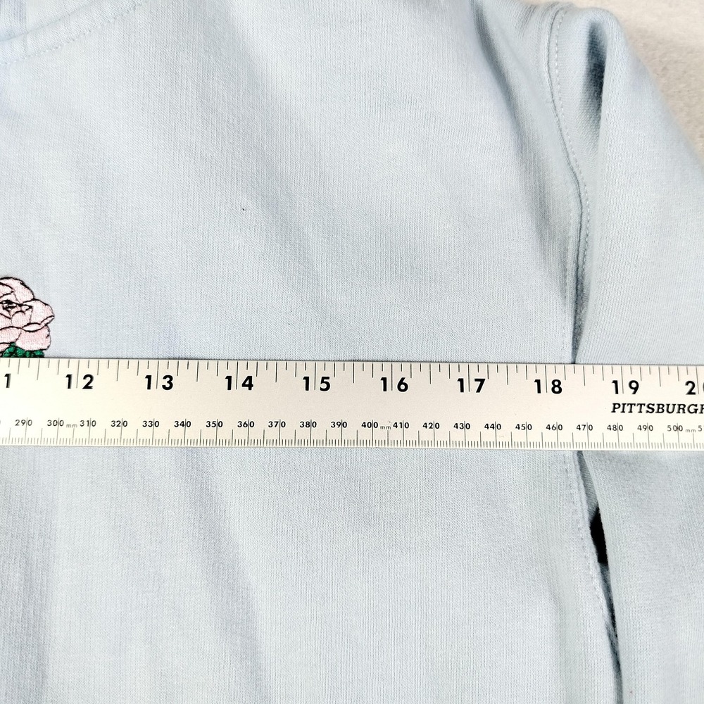 Smart Blanks Hoodie Sweatshirt Mens Small Blue DRIP Rose Graphic Fleece Floral - Picture 7 of 9